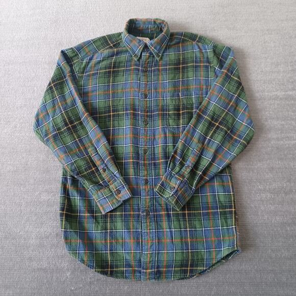Vintage‎ J.Crew Oarsman Shirt Mens Small Green Plaid Button Down 90s Chambray - Picture 1 of 6